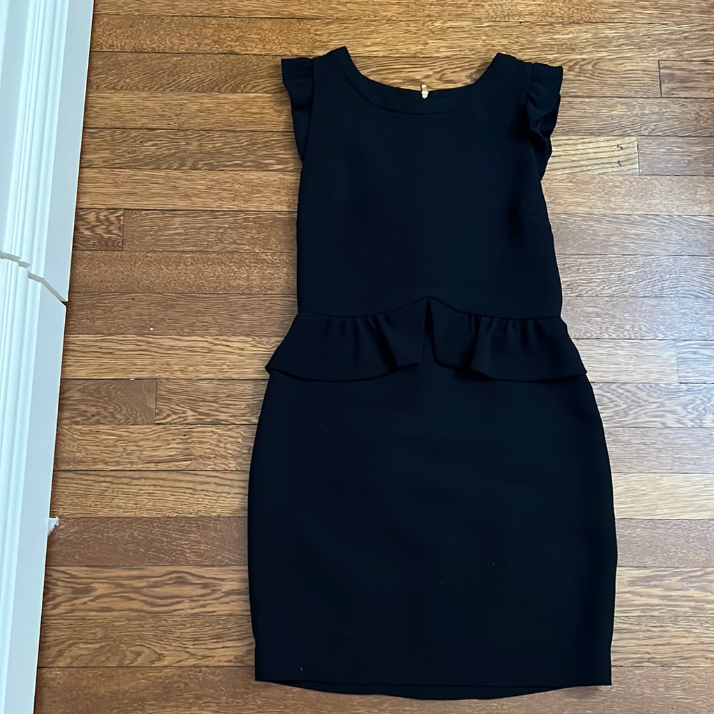 Sandro Black Peplum Sleeveless Dress With Gold Zipper